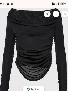 Statud Black Women’s Long Sleeve Ruched Top - With Corset Inside!